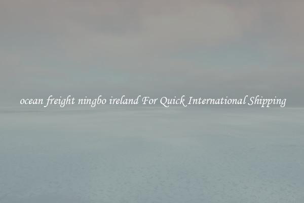 ocean freight ningbo ireland For Quick International Shipping